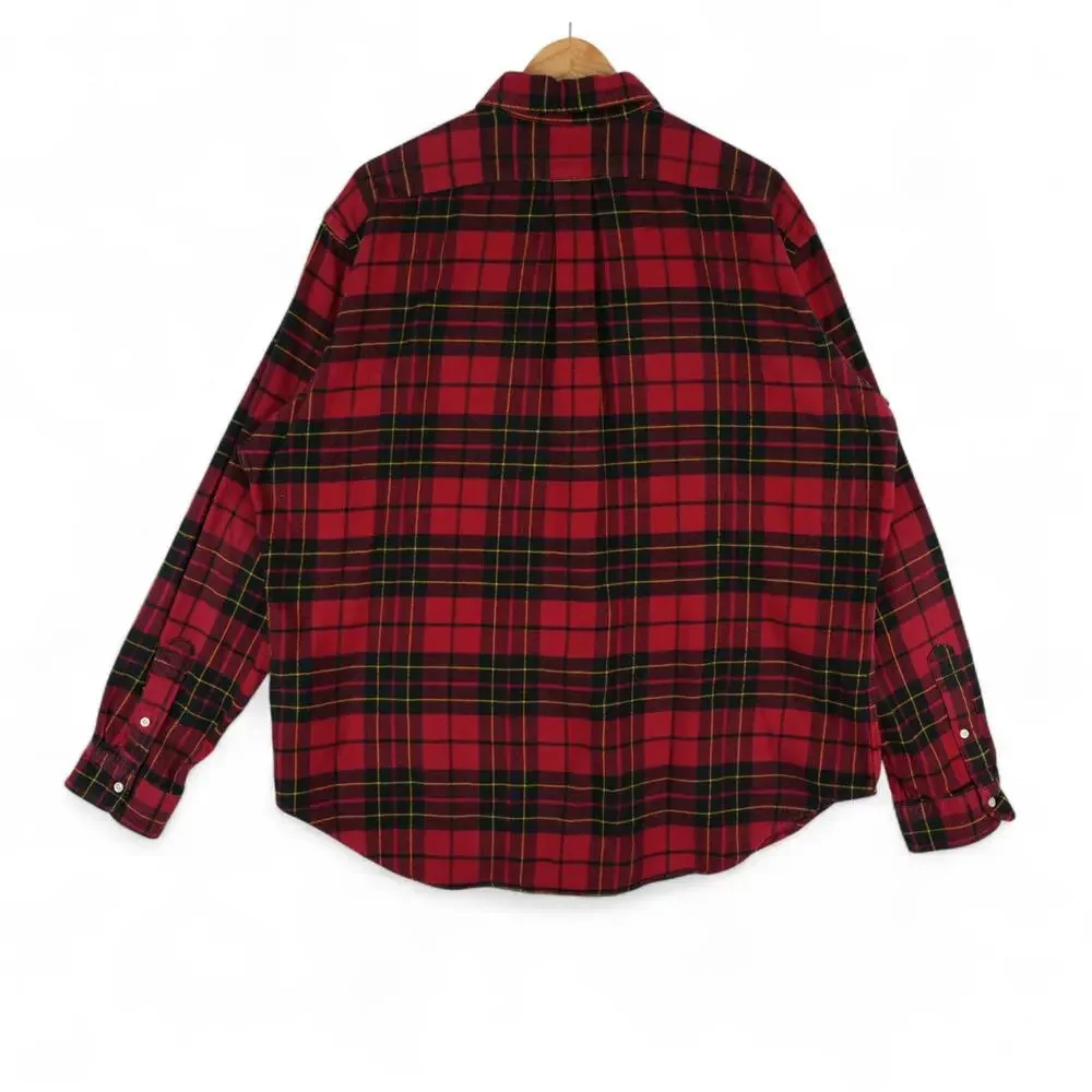 Vtg Ralph Lauren Shirt Mens XL Classic‎ Fit Red Buffalo Plaid Flannel Lumberjack